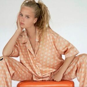 ZARA PALM TREE PRINTED PAJAMA STYLE SET